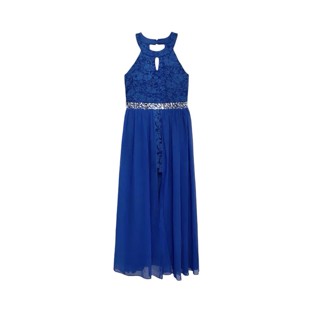 SPEECHLESS Party Ballroom Dress Blue Lace Shorts W/Rhinestones SIZE 14 NWT